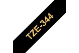 Brother TZE-344 Laminated Tape, Gold on Black, 18mm (W), 8m (L)