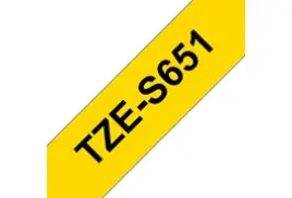 Brother TZE-S651 Strong Adhesive Tape, Black on Yellow, 24mm (W), 8m (L)
