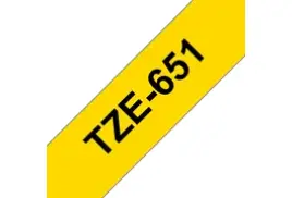 Brother TZE-651 Laminated Tape, Black on Yellow, 24mm (W), 8m (L)