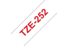 Brother TZE-252 Laminated Tape, Red on White, 24mm (W), 8m (L)