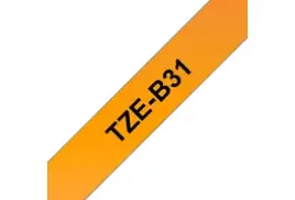 Brother TZE-B31 Laminated Tape, Black on Fluorescent Orange, 12mm (W), 5m (L)
