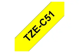 Brother TZE-C51 Laminated Tape, Black on Fluorescent Yellow, 24mm (W), 5m (L)