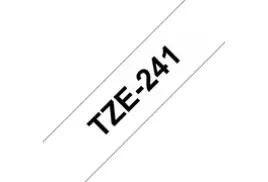 Brother TZE-241 Labelling Tape, Black on White, Gloss, 18mm (W), 8m (L)