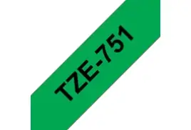Brother TZE-751 Laminated Tape, Black on Green, 24mm (W), 8m (L)