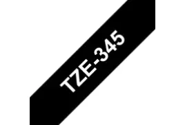 Brother TZE-345 Laminated Tape, White on Black, 18mm (W), 8m (L)