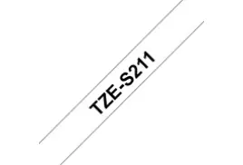 Brother TZE-S211 Strong Adhesive Tape, Black on White, 6mm (W), 8m (L)