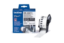 Brother DK-22211 White Continuous Film Tape, Black Print on White, 29mm (W), 15.24m (L)