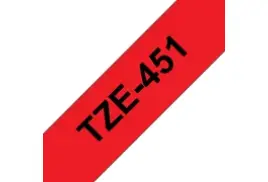 Brother TZE-451 Laminated Tape, Black on Red, 24mm (W), 8m (L)
