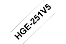 Brother HGE-251V5 High Grade Labelling Tape, Black on White, 24mm (W), 8m (L), pack of 5