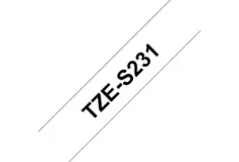 Brother TZE-S231 Strong Adhesive Tape, Black on White, 12mm (W), 8m (L)