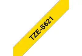 Brother TZE-S621 Strong Adhesive Tape, Black on Yellow, 9mm (W), 8m (L)