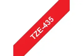 Brother TZE-435 Labelling Tape, White on Red, 12mm (W), 8m (L)