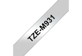 Brother TZE-M931 Labelling Tape, Black on Silver, 12mm (W), 8m (L)