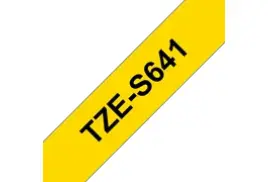 Brother TZE-S641 Strong Adhesive Tape, Black on Yellow, 18mm (W), 8m (L)