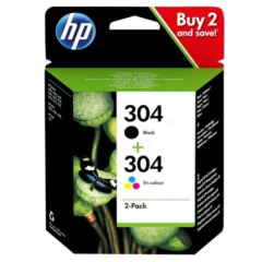 HP 304 2-pack Black/Tri-color Original Ink Cartridges Image