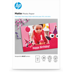 HP Matte Photo Paper-25 sht/10 x 15 cm White Matt Image
