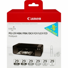 Canon PGI-29 MBK/PBK/DGY/GY/LGY/CO 6 Ink Cartridge Multipack Image