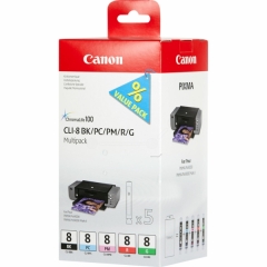Canon CLI-8 BK/PC/PM/R/G 5 Ink Cartridge Multipack Image