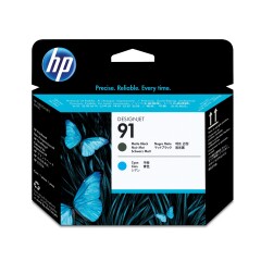 HP 91 Matte Black and Cyan DesignJet Printhead Image