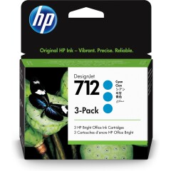 HP 712 3-pack 29-ml Cyan DesignJet Ink Cartridge Image