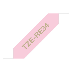 Brother TZE-RE34 label-making tape Gold on Pink Image